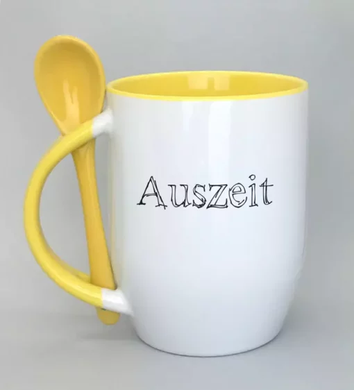 Löffeltasse Auszeit gelb