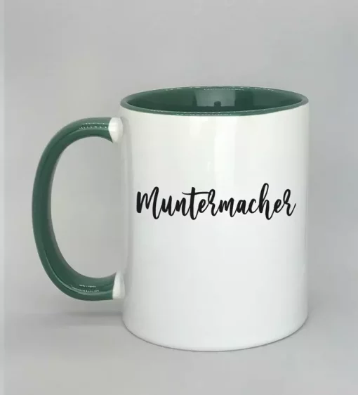 Keramiktasse Muntermacher Innenseite dunkelgrün