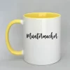 Keramiktasse Muntermacher Innenseite gelb