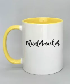 Keramiktasse Muntermacher Innenseite gelb