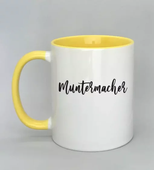 Keramiktasse Muntermacher Innenseite gelb