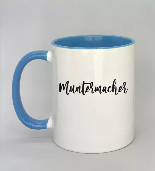 Keramiktasse Muntermacher Innenseite hellblau