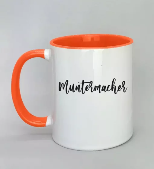 Keramiktasse Muntermacher Innenseite orange