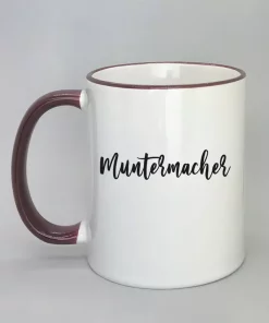Keramiktasse Muntermacher Rand bordeaux