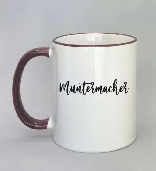 Keramiktasse Muntermacher Rand bordeaux