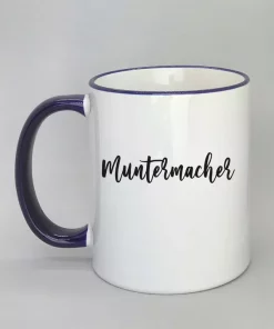 Keramiktasse Muntermacher Rand dunkelblau