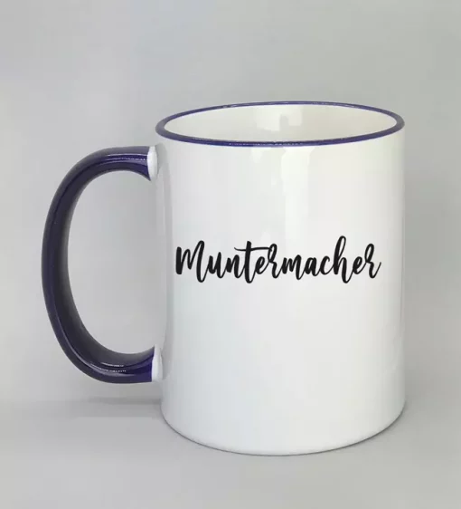 Keramiktasse Muntermacher Rand dunkelblau