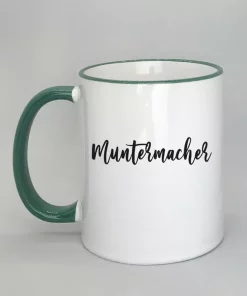 Keramiktasse Muntermacher Rand dunkelgrün