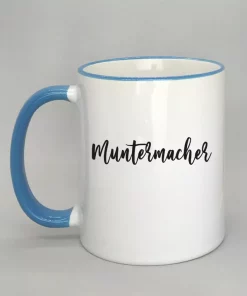 Keramiktasse Muntermacher Rand hellblau