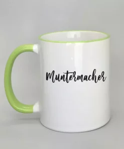 Keramiktasse Muntermacher Rand hellgrün