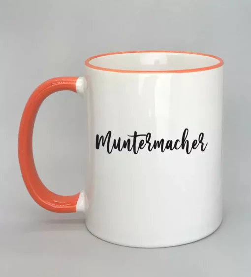 Keramiktasse Muntermacher Rand orange