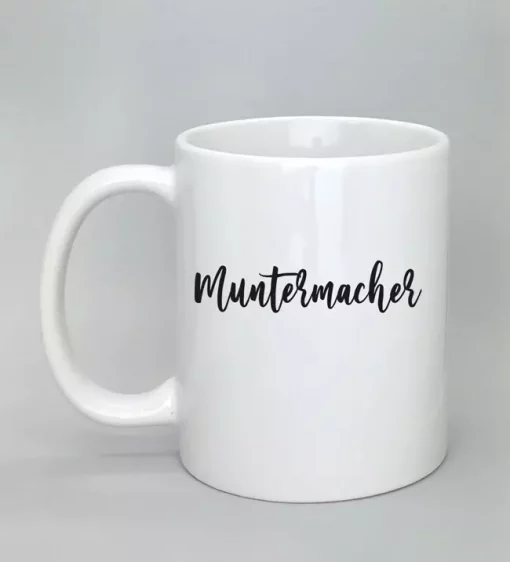 Keramiktasse Muntermacher weiß