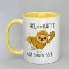 Keramiktasse mit Faultier Innenseite gelb