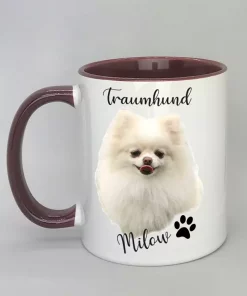 Keramiktasse Traumhund Innenseite bordeaux