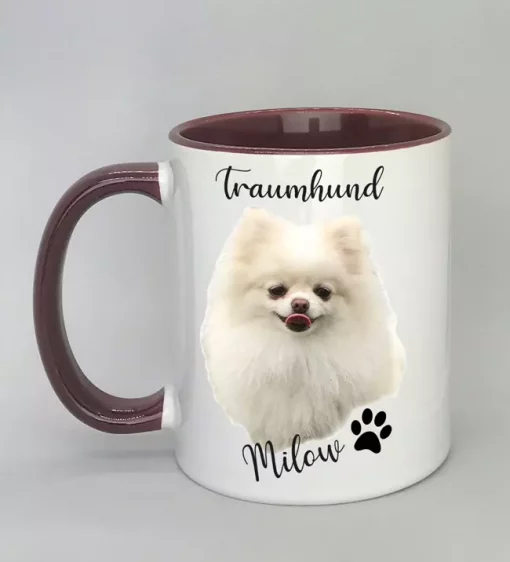 Keramiktasse Traumhund Innenseite bordeaux
