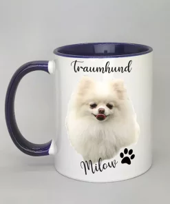 Keramiktasse Traumhund Innenseite dunkelblau