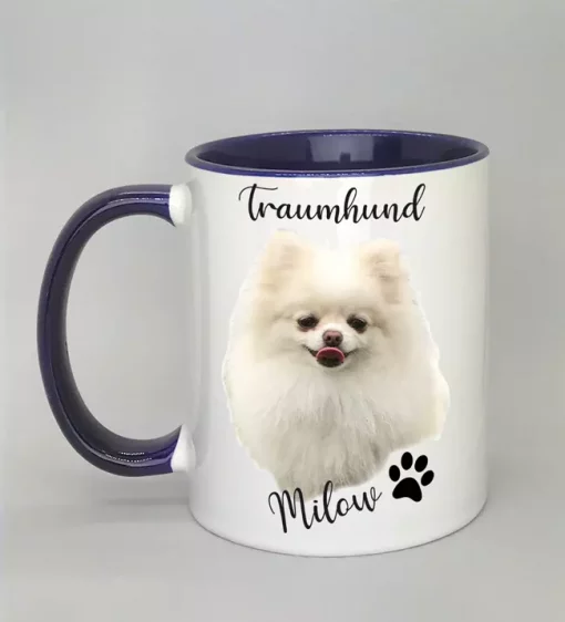Keramiktasse Traumhund Innenseite dunkelblau