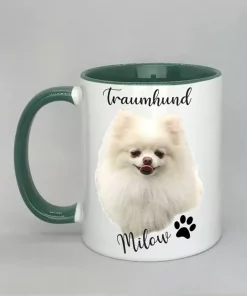 Keramiktasse Traumhund Innenseite dunkelgrün