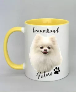 Keramiktasse Traumhund Innenseite gelb