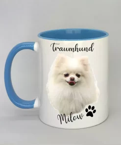 Keramiktasse Traumhund Innenseite hellblau