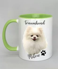 Keramiktasse Traumhund Innenseite hellgrün
