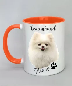 Keramiktasse Traumhund Innenseite orange