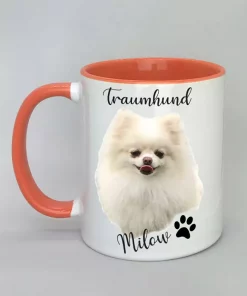 Keramiktasse Traumhund Innenseite rot