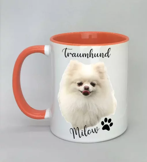 Keramiktasse Traumhund Innenseite rot