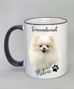 Keramiktasse Traumhund Rand dunkelblau