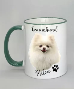 Keramiktasse Traumhund Rand dunkelgrün