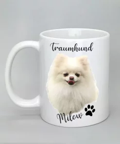 KeramikTasse Traumhund weiß