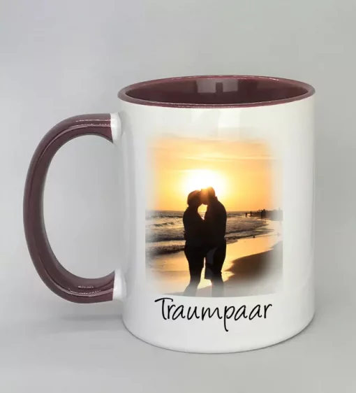 Phototasse Traumpaar Innenseite bordeaux