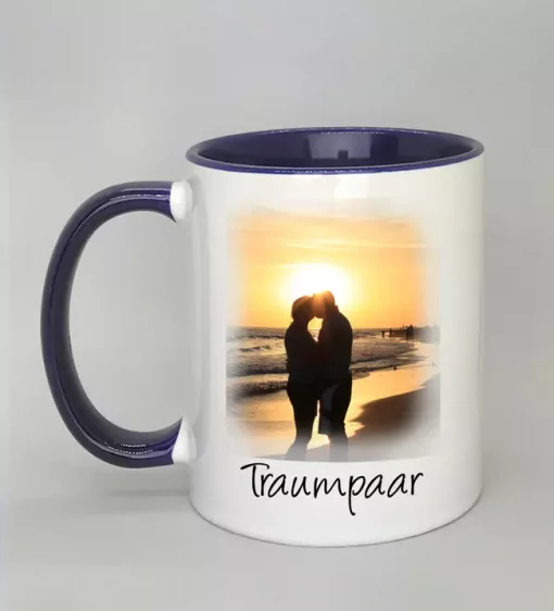 Phototasse Traumpaar Innenseite dunkelblau