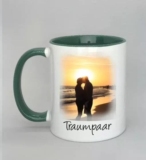Phototasse Traumpaar Innenseite dunkelgrün