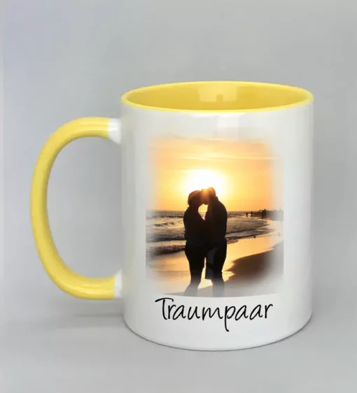 Phototasse Traumpaar Innenseite gelb