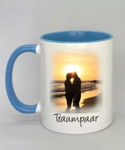 Phototasse Traumpaar Innenseite hellblau