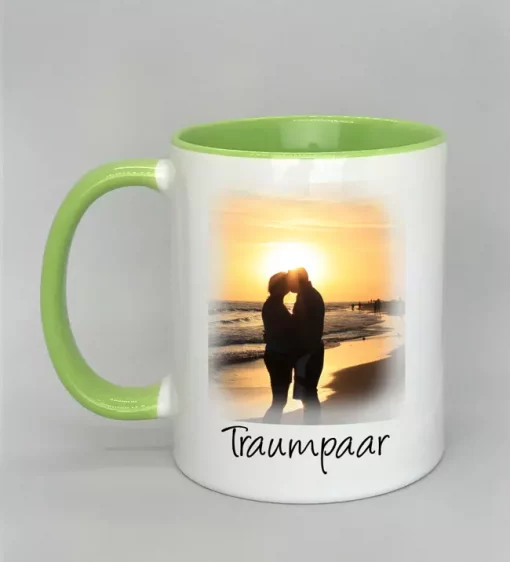 Phototasse Traumpaar Innenseite hellgrün