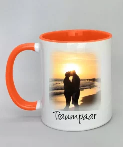 Phototasse Traumpaar Innenseite orange