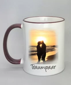 Phototasse Traumpaar Rand bordeaux
