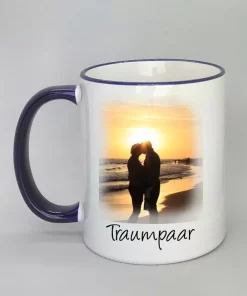 Phototasse Traumpaar Rand dunkelbleu