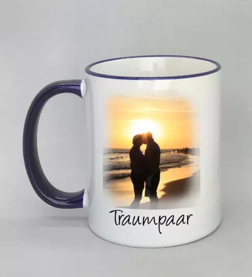 Phototasse Traumpaar Rand dunkelbleu