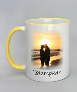 Phototasse Traumpaar Rand gelb