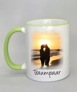 Phototasse Traumpaar Rand hellgrün