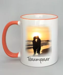 Phototasse Traumpaar Rand orange