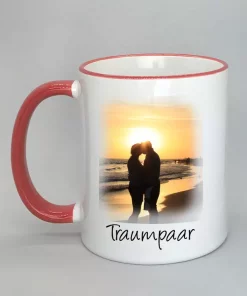 Phototasse Traumpaar Rand rot