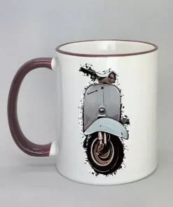Keramiktasse mit Vespa Rand bordeaux