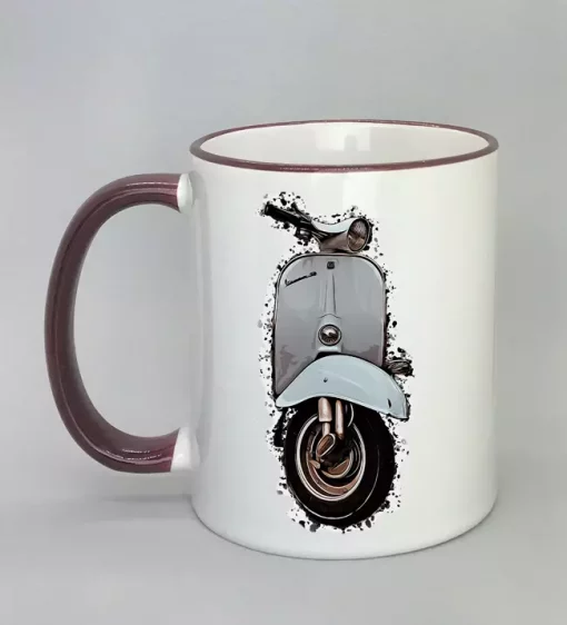 Keramiktasse mit Vespa Rand bordeaux