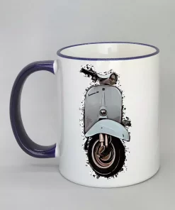 Keramiktasse mit Vespa Rand dunkelblau
