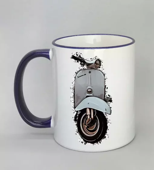 Keramiktasse mit Vespa Rand dunkelblau