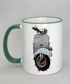 Keramiktasse mit Vespa Rand dunkelgrün